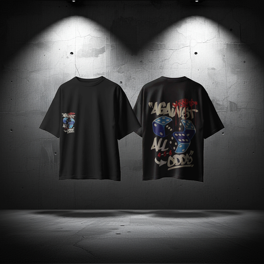 Against All Odds Oversized Tee – 240 GSM French Terry Cotton | Urban Graffiti Streetwear
