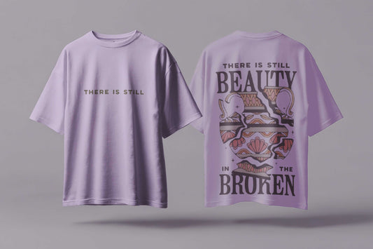 There is Still Beauty in the Broken Oversized Tee – 240 GSM French Terry Cotton | Lilac Streetwear