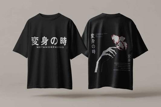 Metamorphosis Oversized Tee – 240 GSM French Terry Cotton | Urban Japanese Minimalist Streetwear
